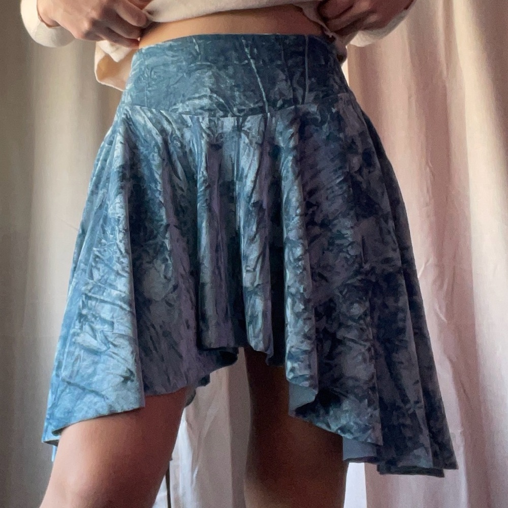Silence + Noise Crushed Velvet Blue Skirt